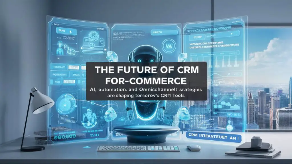 "Futuristic CRM with AI-driven analytics, chatbots, and omnichannel engagement for e-commerce."